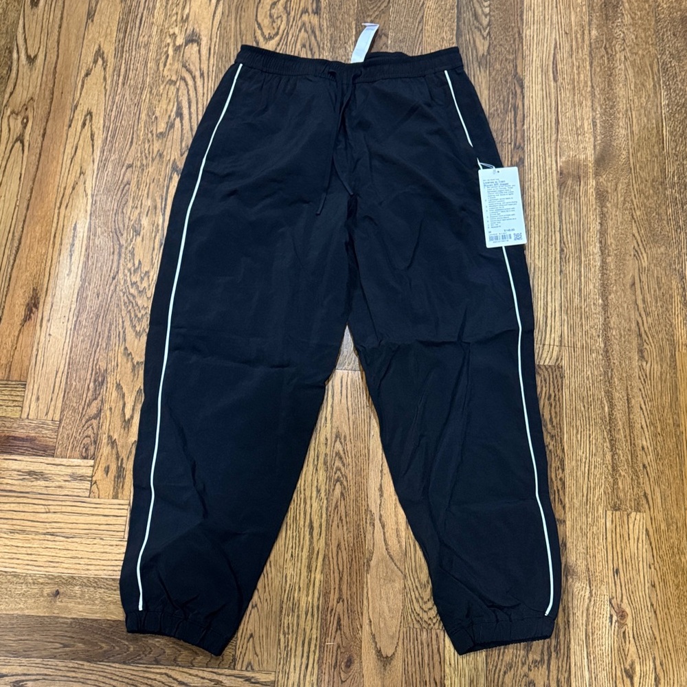 Lululemon Athletica Black Joggers with Cream Stripes